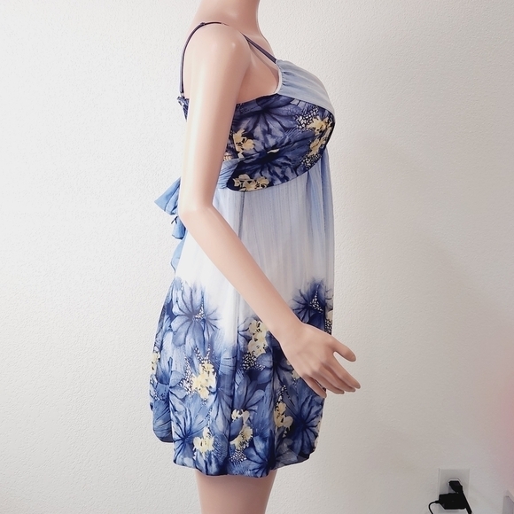 CAMEO Strapless Floral Spring Flowers Wrap Around Belt Tie Mini Dress Size: M - Picture 9 of 11
